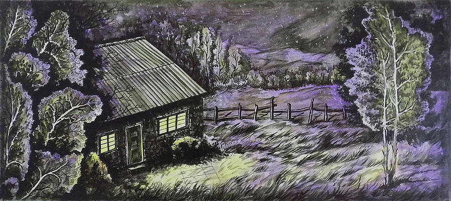 Wall Art - Drawing - The Cabin In The Woods by Asp Arts