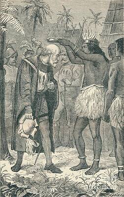 Wall Art - Drawing - The Cacique Placing A Crown by Print Collector