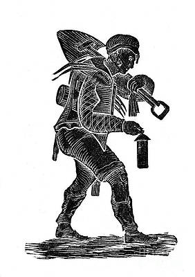 Wall Art - Drawing - The Coal Miner Carrying His Tools by Print Collector