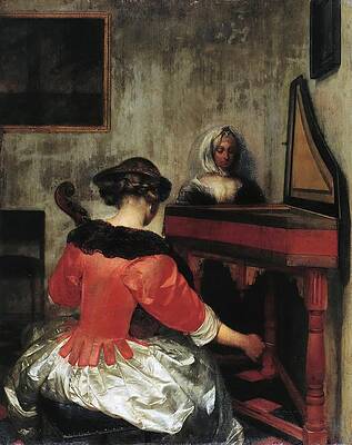 Wall Art - Painting - The Concert. oil on oak. 56 x 44 cm. by Gerard ter Borch -Gerrit-
