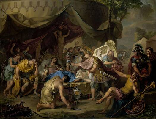 Wall Art - Painting - The Death of Epaminondas. Het sterfbed van Epaminondas. by Isaac Walraven