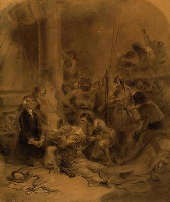 Wall Art - Drawing - The Death Of Scipio, The Red Rover By James Fenimore Cooper by Felix Octavius Carr Darley