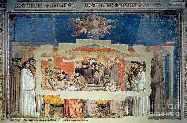 Wall Art - Painting - The Death Of St. Francis, From The Bardi Chapel by Giotto
