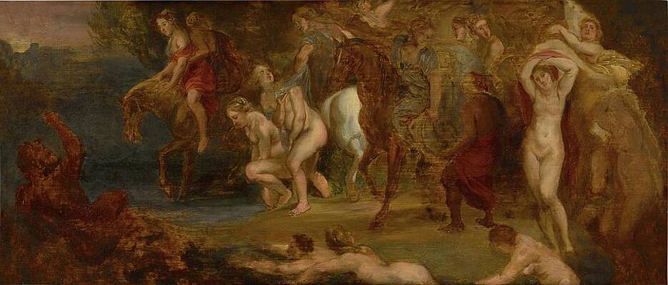 Centaur Painting - The Flight Of Cloelia by Follower Of Sir Peter Paul Rubens