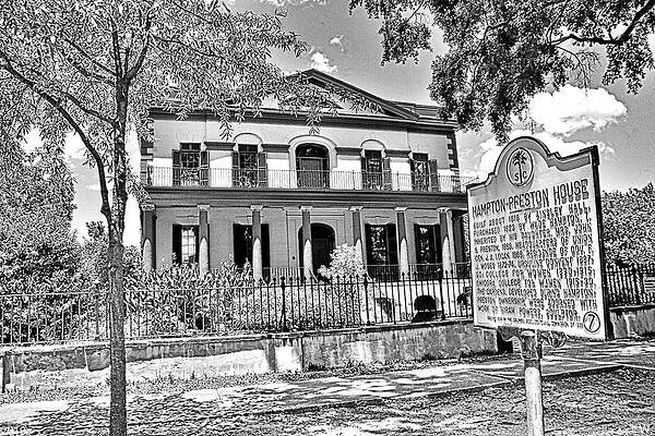 Wall Art - Photograph - The Hampton Preston House Black And White by Lisa Wooten