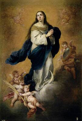 Wall Art - Painting - 'The Immaculate Conception', 1665-1675, Spanish School, Oil on canvas... by Bartolome Esteban Murillo -1611-1682-