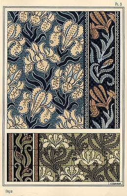Wall Art - Drawing - The iris in patterns for fabrics and tiles. by Album
