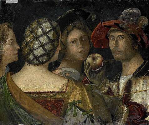 Wall Art - Painting - The Judgment of Paris. by anonymous -rejected attribution- Antonio da Vendri -attributed to- Paolo Morando Cavazzola -rej