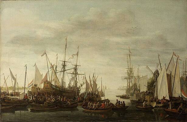 Wall Art - Painting - The Keelhauling of the Ship's Surgeon of Admiral Jan van Nes. A Keelhauling, according to the non... by Lieve Pietersz Verschuier