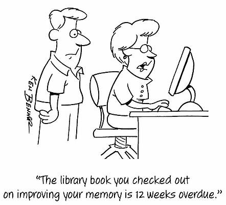 Wall Art - Drawing - The Library Book You Checked Out On Improving Memory Is 12 by Ken Benner