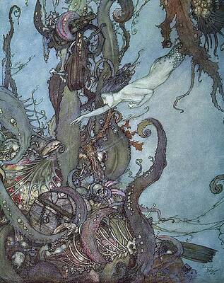 Wall Art - Painting - The Mermaid Pl 3 by Edmund Dulac