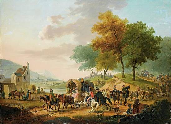 Wall Art - Painting - The Military Camp Leaving by Jacques-francois-joseph Swebach