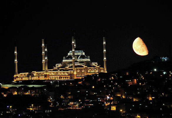Wall Art - Photograph - The Moon Rises over the Grand Camlica by Murad Sezer