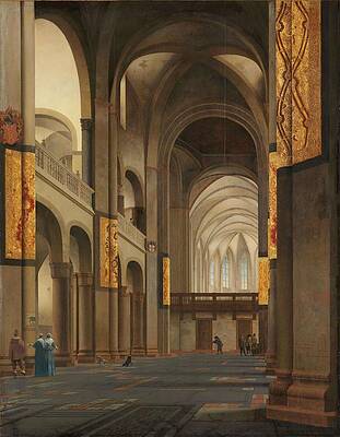 Wall Art - Painting - The Nave and Choir of the Mariakerk in Utrecht. The nave and choir of the Mariakerk in Utrecht, s... by Pieter Jansz Saenredam
