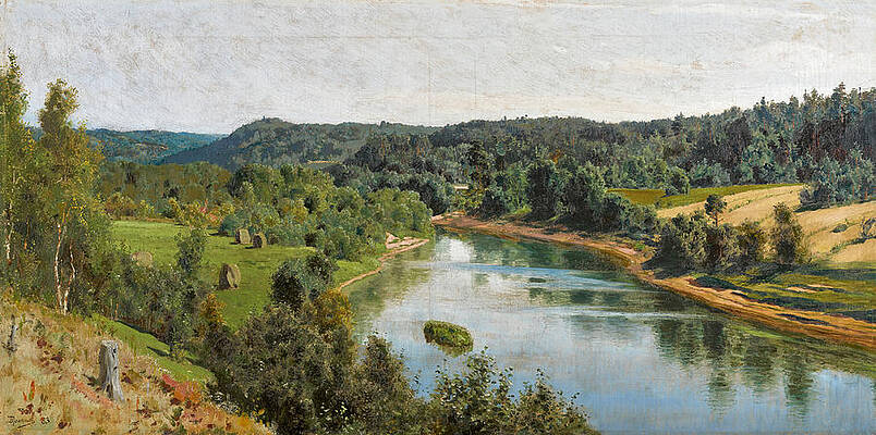 The Oyat River Print by Vasily Dmitrievich Polenov