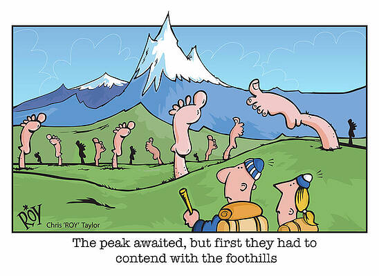 Wall Art - Drawing - The Peak Awaited, But First They Had To Contend With by Chris 'roy' Taylor