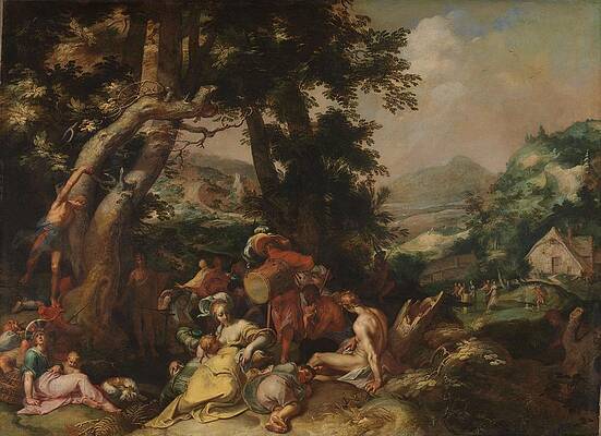 Wall Art - Painting - The Preaching of Saint John the Baptist. The Preaching of St John the Baptist. by Abraham Bloemaert -mentioned on object-