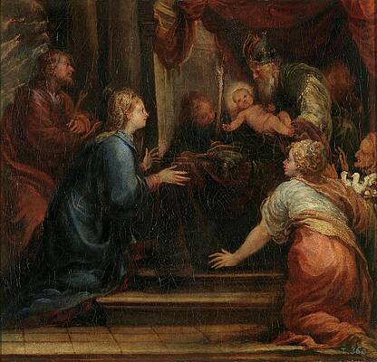 Wall Art - Painting - 'The Presentation of Jesus at the Temple', ca. 1670, Spanish School, Oil on can... by Francisco Rizi -1614-1685-