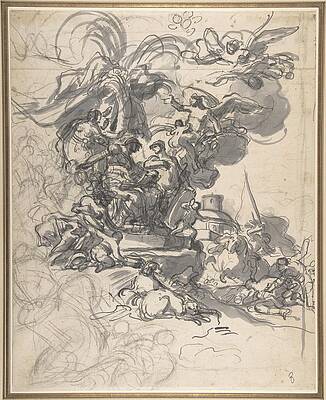 Wall Art - Drawing - The Prophetess Deborah Ordering Barak To Take Arms by Francesco Solimena