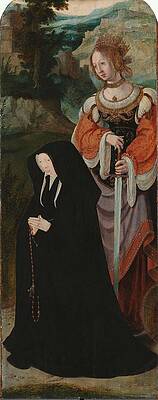 Wall Art - Painting - The Raising of Lazarus. Inner Right Wing of a Triptych with the Female Donor and St Catherine. Da... by anonymous -rejected attribution- Aertgen Claesz van Leyden -attributed to-