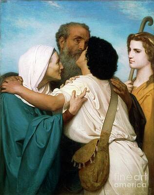 Wall Art - Painting - The Return Of Tobias By William Adolphe Bouguereau by William-adolphe Bouguereau