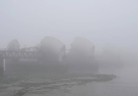 Wall Art - Photograph - The Thames Barrier Fades into Early by Steven Watt