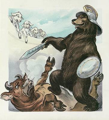 Wall Art - Painting - The Triumph Of The Bear In The Wall Street Arena by Udo Keppler