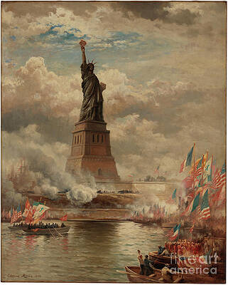 Wall Art - Painting - The Unveiling Of The Statue Of Liberty, Enlightening The World, 1886 by Edward Moran