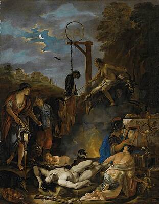 Wall Art - Painting - The Witches Sabbath By Moonlight by Domenicus Van Wijnen