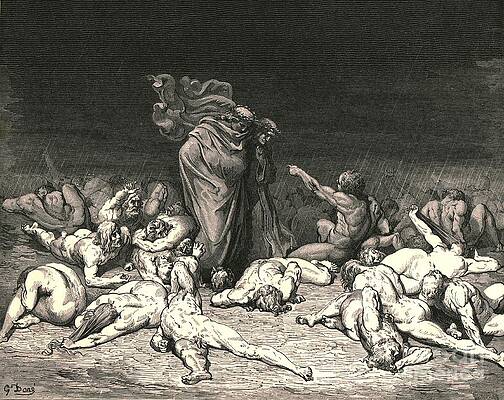 Scene From Dantes Inferno #2 Wood Print by Bettmann 