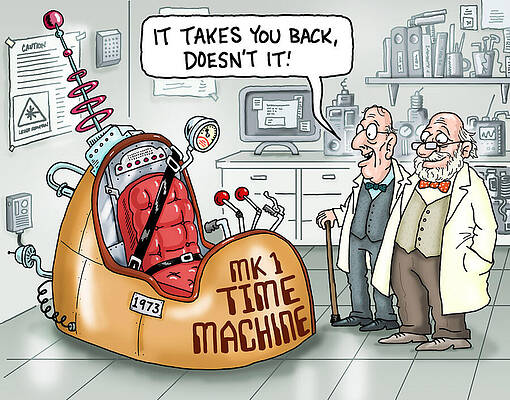 Wall Art - Drawing - Time Machine - It Takes You Back Doesn't by Clive Goddard