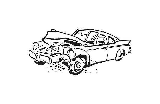 Sketch Of Two Cars In An Accident Isolated On A White Background Vector  Illustration RoyaltyFree Stock Image  Storyblocks