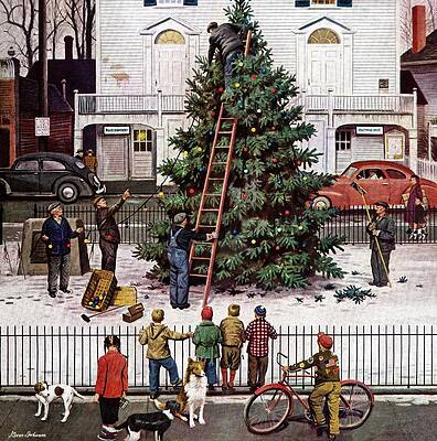 Wall Art - Drawing - Tree In Town Square by Stevan Dohanos