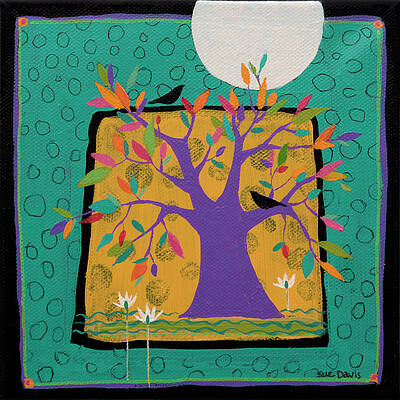 Wall Art - Painting - Tree Under The Moon by Sue Davis