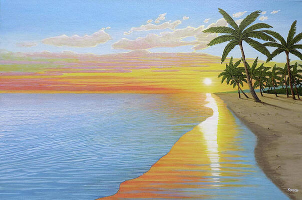 Wall Art - Painting - Tropical Sunset by Kenneth M Kirsch