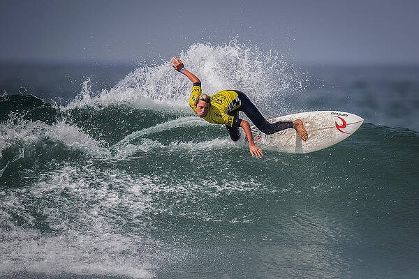Surfer Riding a Wave Print