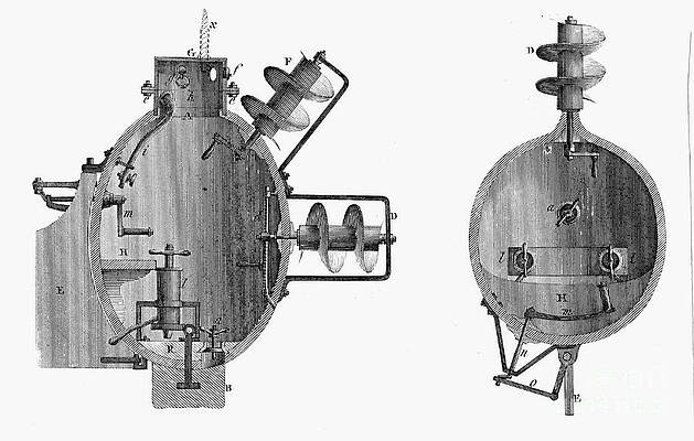 Wall Art - Drawing - Turtle, Submarine Designed By David by Print Collector