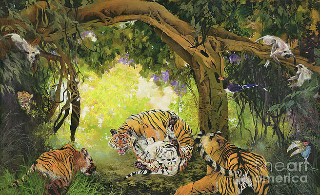 Wall Art - Drawing - Under The Banyan Tree by Odile Kidd