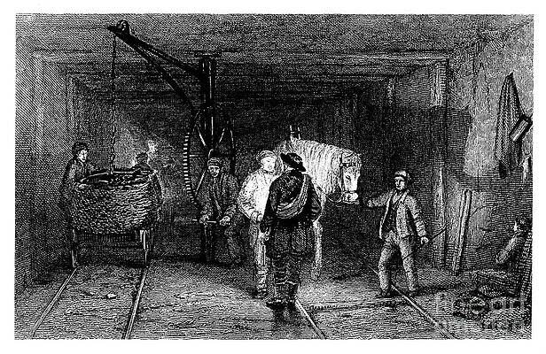 Wall Art - Drawing - Underground Scene In A Coal Mine, 1860 by Print Collector
