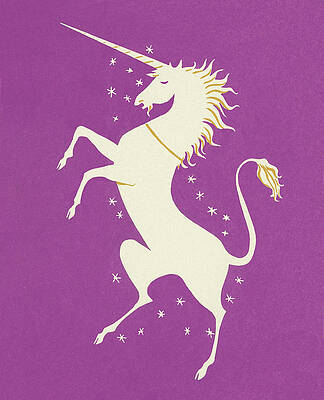 Wall Art - Drawing - Unicorn Rearing Up by CSA Images