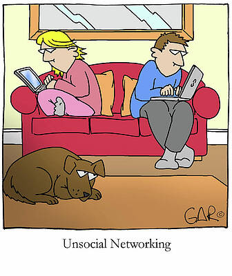 Wall Art - Drawing - Unsocial Networking by Gary Cook