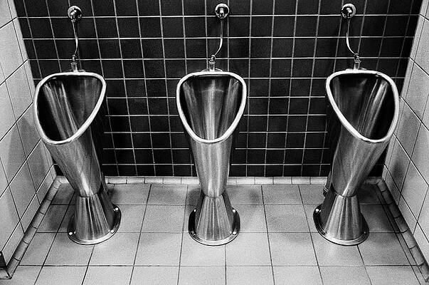 full length urinals in mens toilet of High school canada north america Art  Print by Joe Fox - Fine Art America