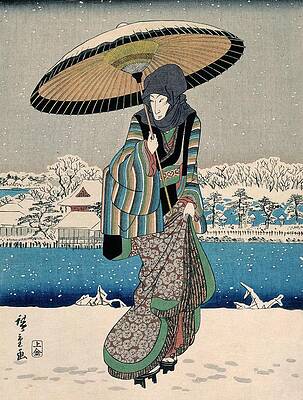 Wall Art - Painting - Utagawa Hiroshige -Copy-, Joshuya Kinzo 'Ueno shinobazu no ike yuki no kie-'. by Utagawa Hiroshige -1797-1858- Joshuya Kinzo -19th cent -