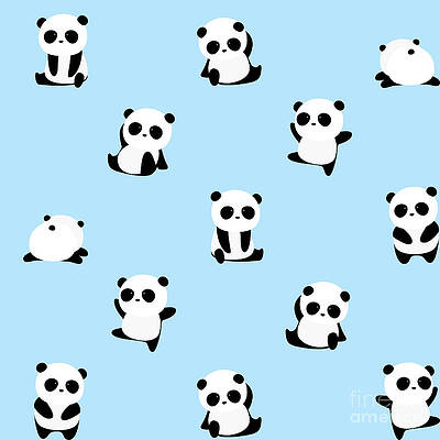 Wall Art - Digital Art - Vector Pattern Panda Bear Pattern by Junxu Lu