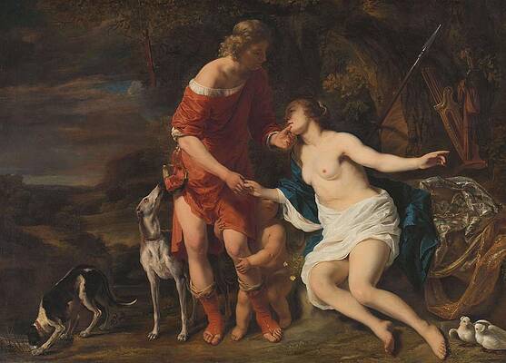 Wall Art - Painting - Venus and Adonis. by Ferdinand Bol -mentioned on object-