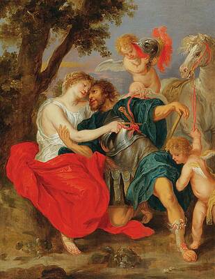 Wall Art - Painting - Venus Disarming Mars by Workshop Of Peter Paul Rubens