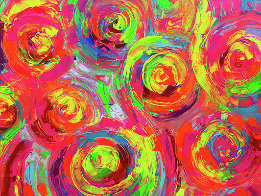Vibrant Colourful Textured Relief Abstract Painting - Detail from Gypsy Dance 11 by Tiberiu Soos Vibrant Colourful Textured Relief Abstract Painting - Detail from Gypsy Dance 11 by Tiberiu Soos