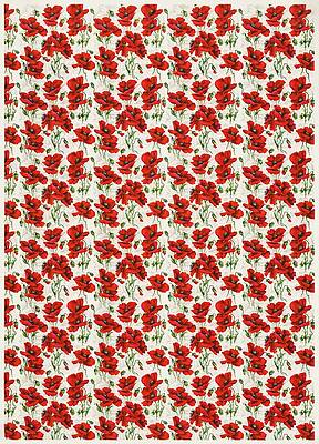 Wall Art - Drawing - Vibrant Red Poppies Pattern by Trendy Art