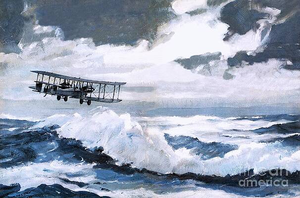 Wall Art - Painting - Vickers Vimy Making Its Recordbreaking Transatlantic Flight by Graham Coton