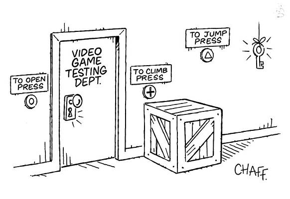 Wall Art - Drawing - Video Game Testing Dept by Graham Chaffer